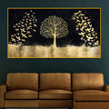 Elegant Gold Tree and Birds Crystal Glass Wall Décor Painting