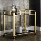 Elegant Golden Bar Trolley with Dual Shelf Design