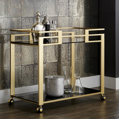Elegant Golden Bar Trolley with Dual Shelf Design