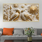 Elegant Golden Birds 3D Canvas Wall Painting