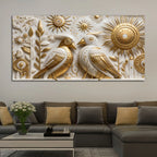 Elegant Golden Birds 3D Canvas Wall Painting