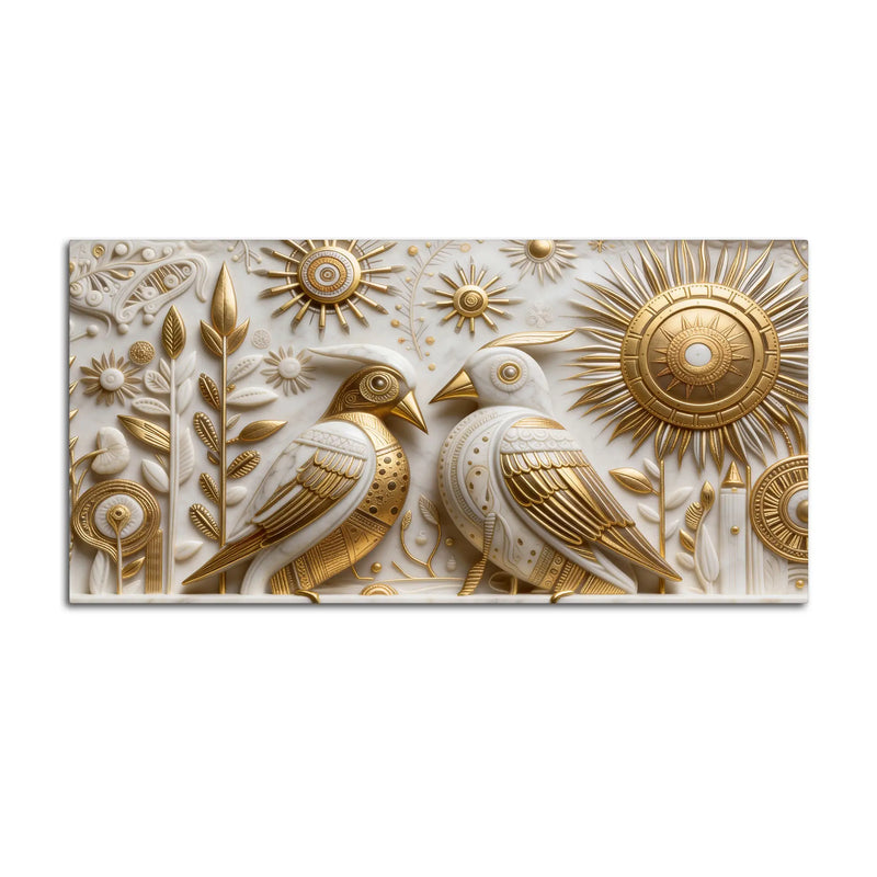 Elegant Golden Birds 3D Canvas Wall Painting