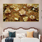 Elegant Golden Floral Canvas Wall Luxury Painting