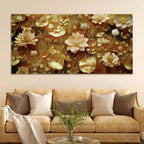 Elegant Golden Floral Canvas Wall Luxury Painting