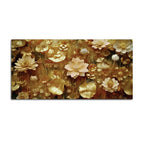 Elegant Golden Floral Canvas Wall Luxury Painting