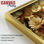 Elegant Golden Floral Canvas Wall Luxury Painting
