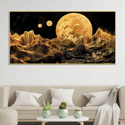elegant-golden-moon-abstract-canvas-wall-painting-for-home-decoration