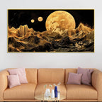 Elegant Golden Moon Abstract Canvas Wall Painting for Home Decoration