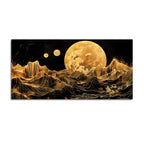 Elegant Golden Moon Abstract Canvas Wall Painting for Home Decoration