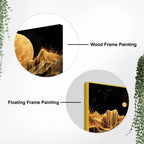 Elegant Golden Moon Abstract Canvas Wall Painting for Home Decoration