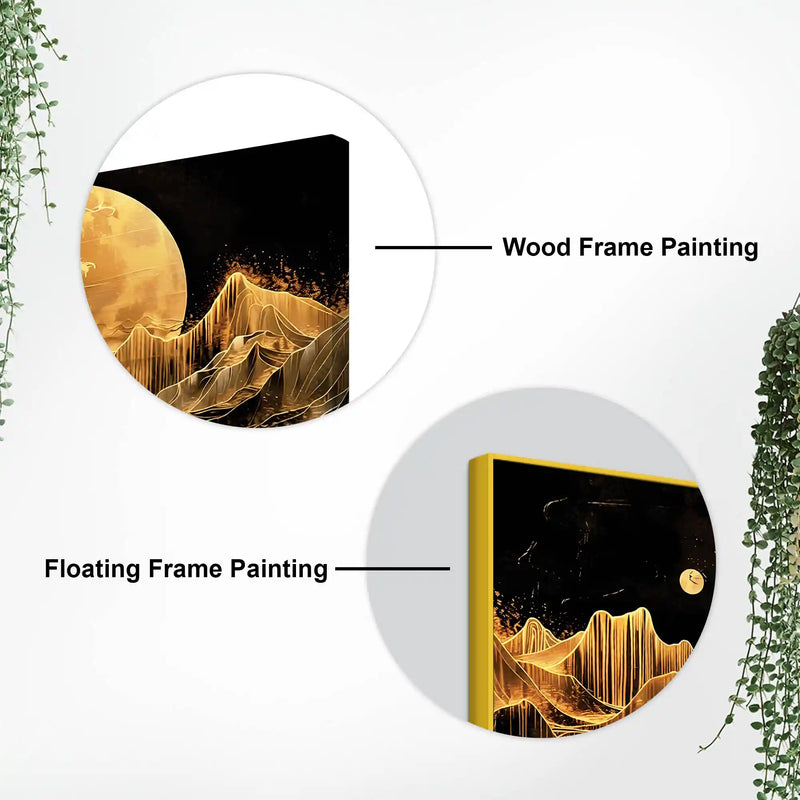Elegant Golden Moon Abstract Canvas Wall Painting for Home Decoration