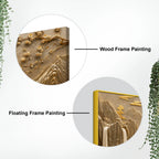 Elegant Golden Mountain Waterfall and Blossom Tree 3D Canvas Wall Painting