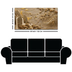 Elegant Golden Mountain Waterfall and Blossom Tree 3D Canvas Wall Painting