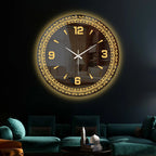 Elegant Golden Pattern LED Mirror Wall Clock with Modern Dial