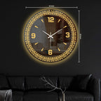 Elegant Golden Pattern LED Mirror Wall Clock with Modern Dial
