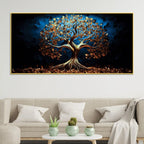 Elegant Golden Tree Wall Art Canvas Painting