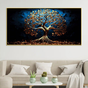 Elegant Golden Tree Wall Art Canvas Painting