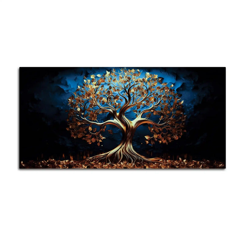 Elegant Golden Tree Wall Art Canvas Painting