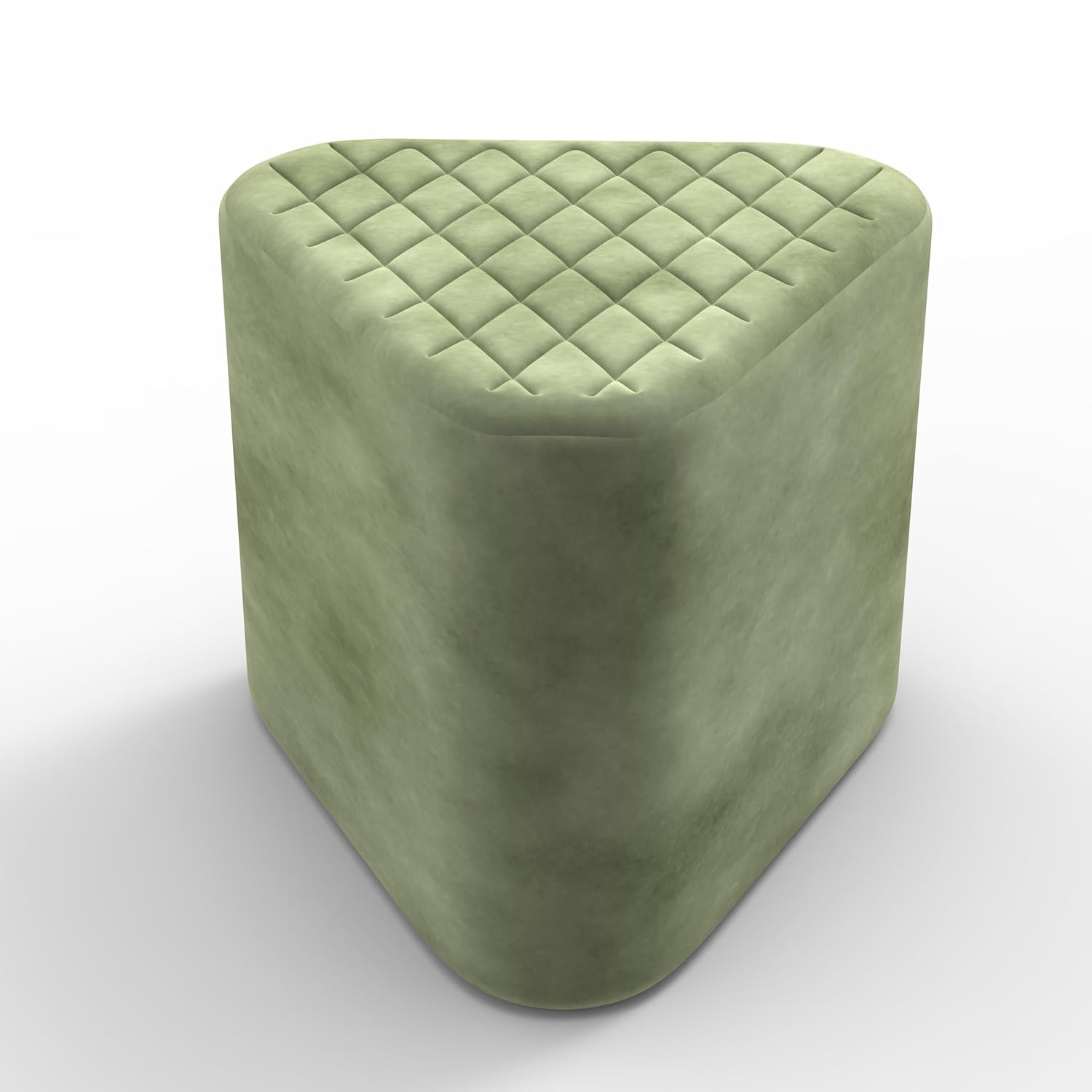 Elegant Green Ottoman Pouffe with Diamond-Stitch Top
