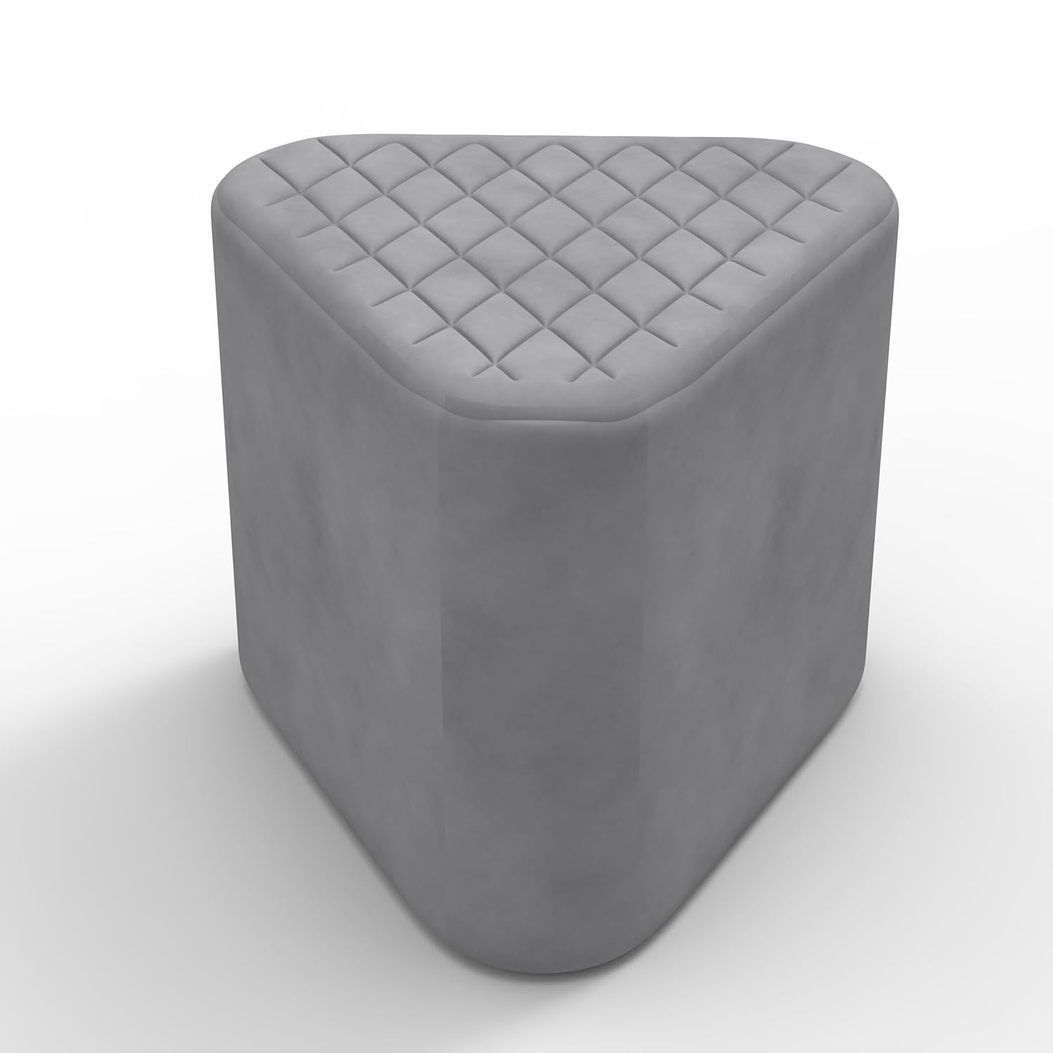 Elegant Grey Ottoman Pouffe with Diamond-Stitch Top