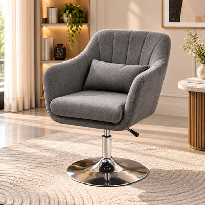 Elegant Grey Swivel Sofa Lounge Chair with Cushion