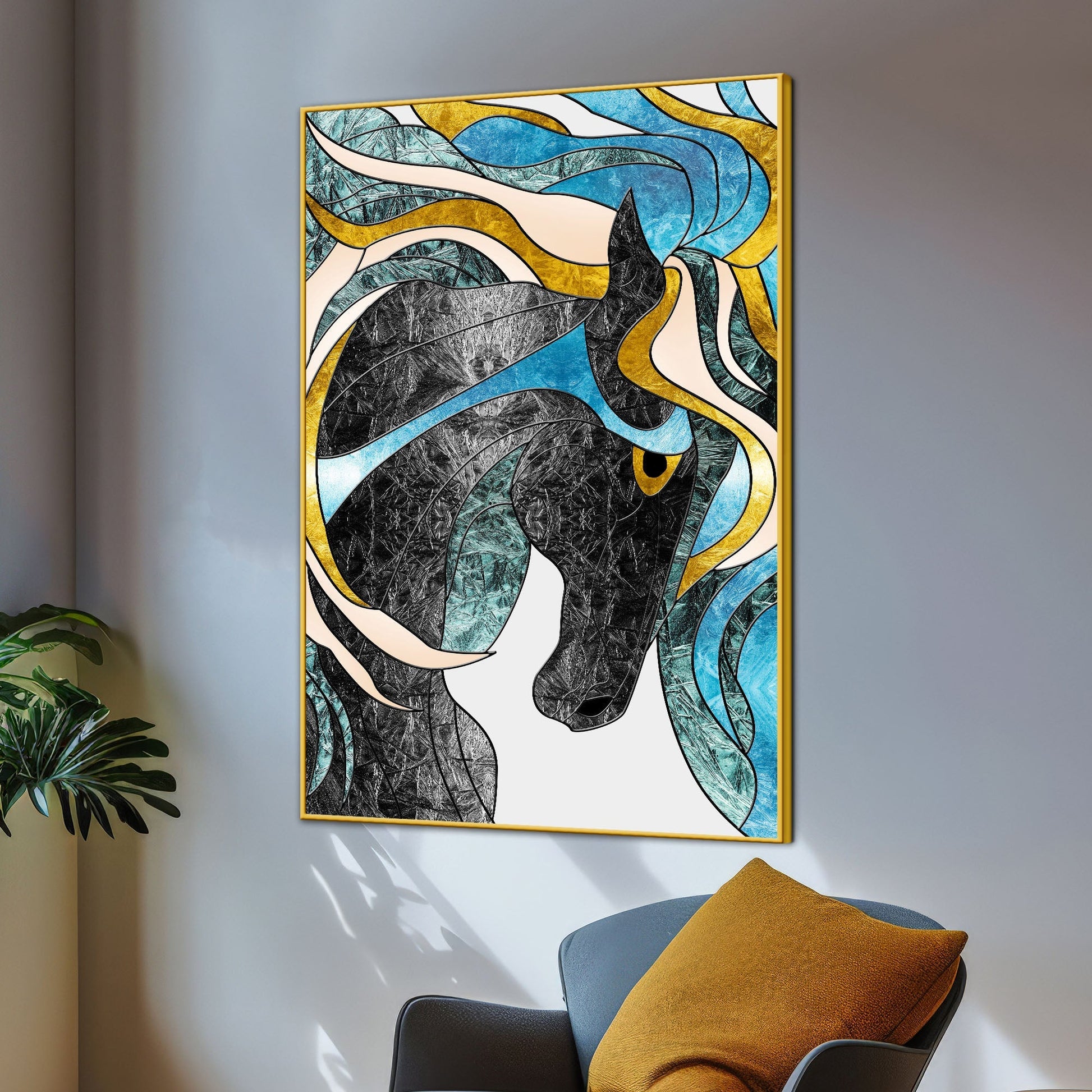 Elegant Hair Of The Black Unicorn Cotton Canvas Wall Painting