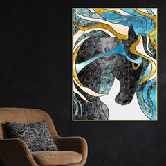 Elegant Hair Of The Black Unicorn Cotton Canvas Wall Painting