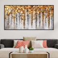 Elegant Hanging Leaves Abstract Wall Canvas Painting for Bedroom Decor