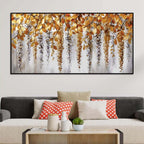 Elegant Hanging Leaves Abstract Wall Canvas Painting for Bedroom Decor