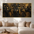 Elegant Human Figures in Timeless Conversations Metallic Look 3D Canvas Wall Painting