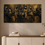 Elegant Human Figures in Timeless Conversations Metallic Look 3D Canvas Wall Painting