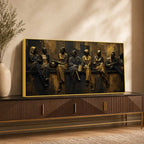 Elegant Human Figures in Timeless Conversations Metallic Look 3D Canvas Wall Painting