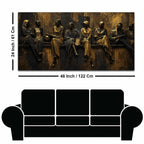 Elegant Human Figures in Timeless Conversations Metallic Look 3D Canvas Wall Painting
