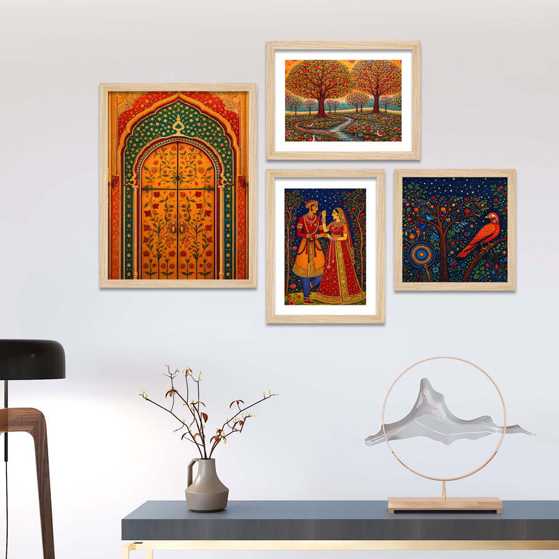 Elegant Indian Culture Wall Frame Set of Four
