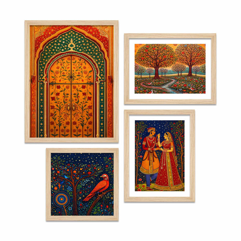 Elegant Indian Culture Wall Frame Set of Four
