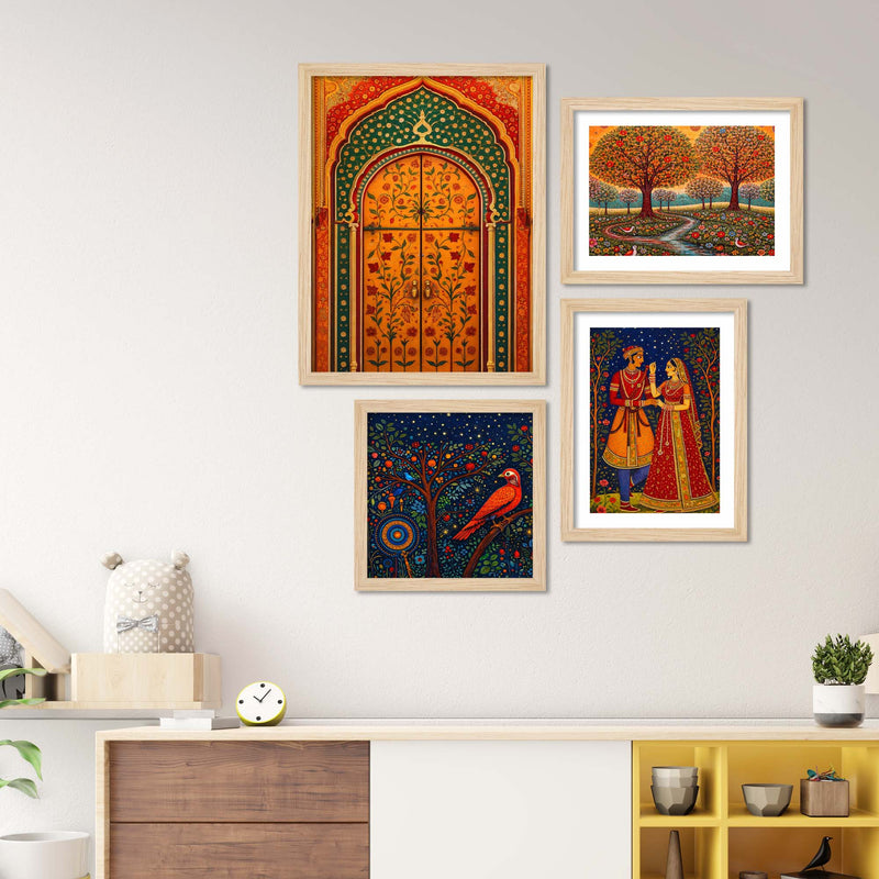 Elegant Indian Culture Wall Frame Set of Four