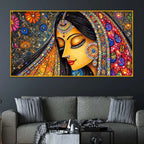 Elegant Indian Woman Crystal Glass Wall Painting for Living Room Décor