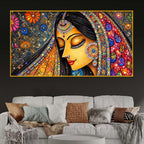 Elegant Indian Woman Crystal Glass Wall Painting for Living Room Décor