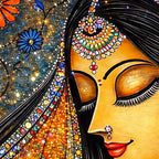 Elegant Indian Woman Crystal Glass Wall Painting for Living Room Décor