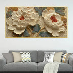 Elegant Ivory Peony Blossom 3D Canvas Wall Painting