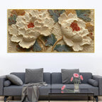 Elegant Ivory Peony Blossom 3D Canvas Wall Painting