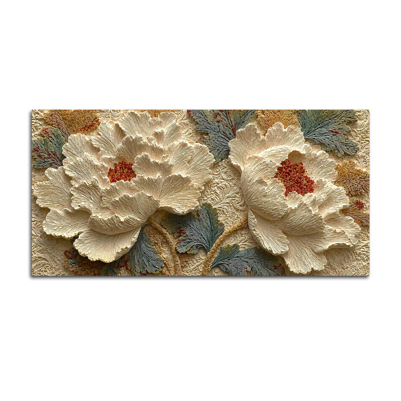 Elegant Ivory Peony Blossom 3D Canvas Wall Painting