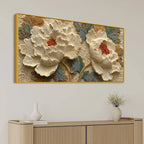 Elegant Ivory Peony Blossom 3D Canvas Wall Painting