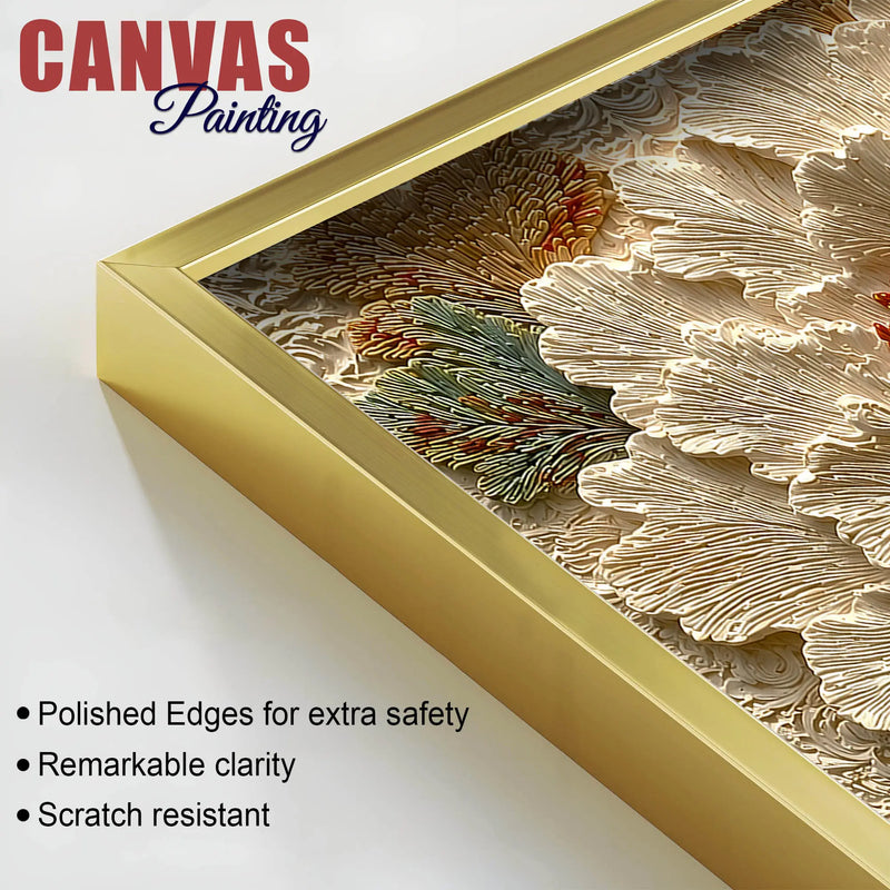 Elegant Ivory Peony Blossom 3D Canvas Wall Painting