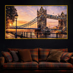 Elegant London Bridge Sunset Crystal Glass Wall Painting