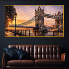 Elegant London Bridge Sunset Crystal Glass Wall Painting