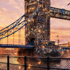 Elegant London Bridge Sunset Crystal Glass Wall Painting