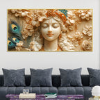 Elegant Lord Krishna Face Canvas Painting – Premium Spiritual Decor