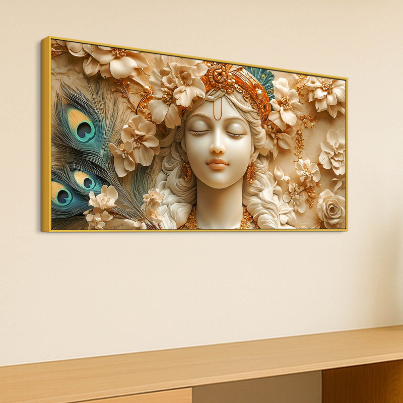 Elegant Lord Krishna Face Canvas Painting – Premium Spiritual Decor
