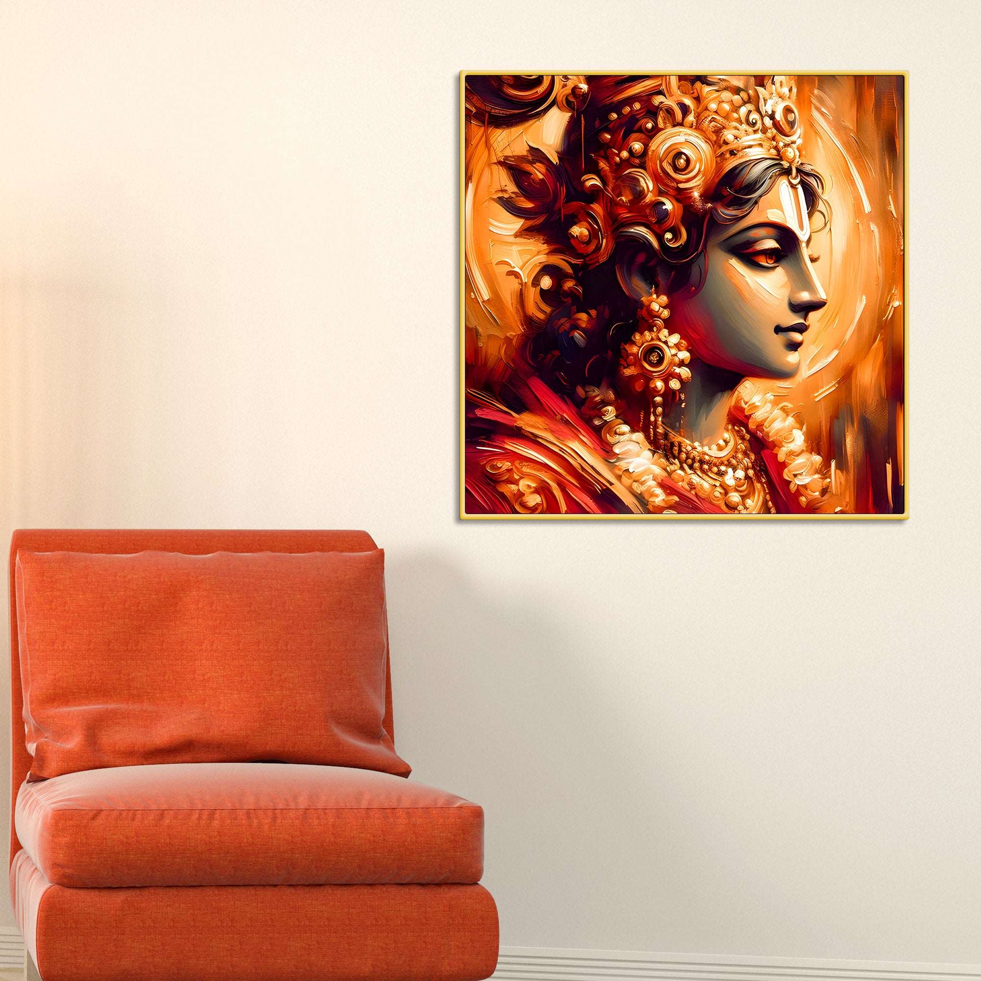 Elegant Lord Krishna Portrait Canvas Wall Painting for Living Room